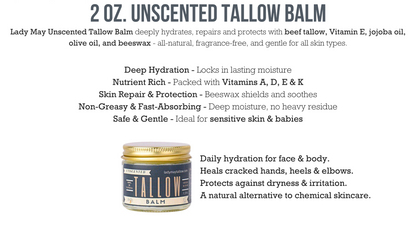 Unscented Tallow Balm – All-Natural Moisturizer for Face, Body &amp; Dry Skin