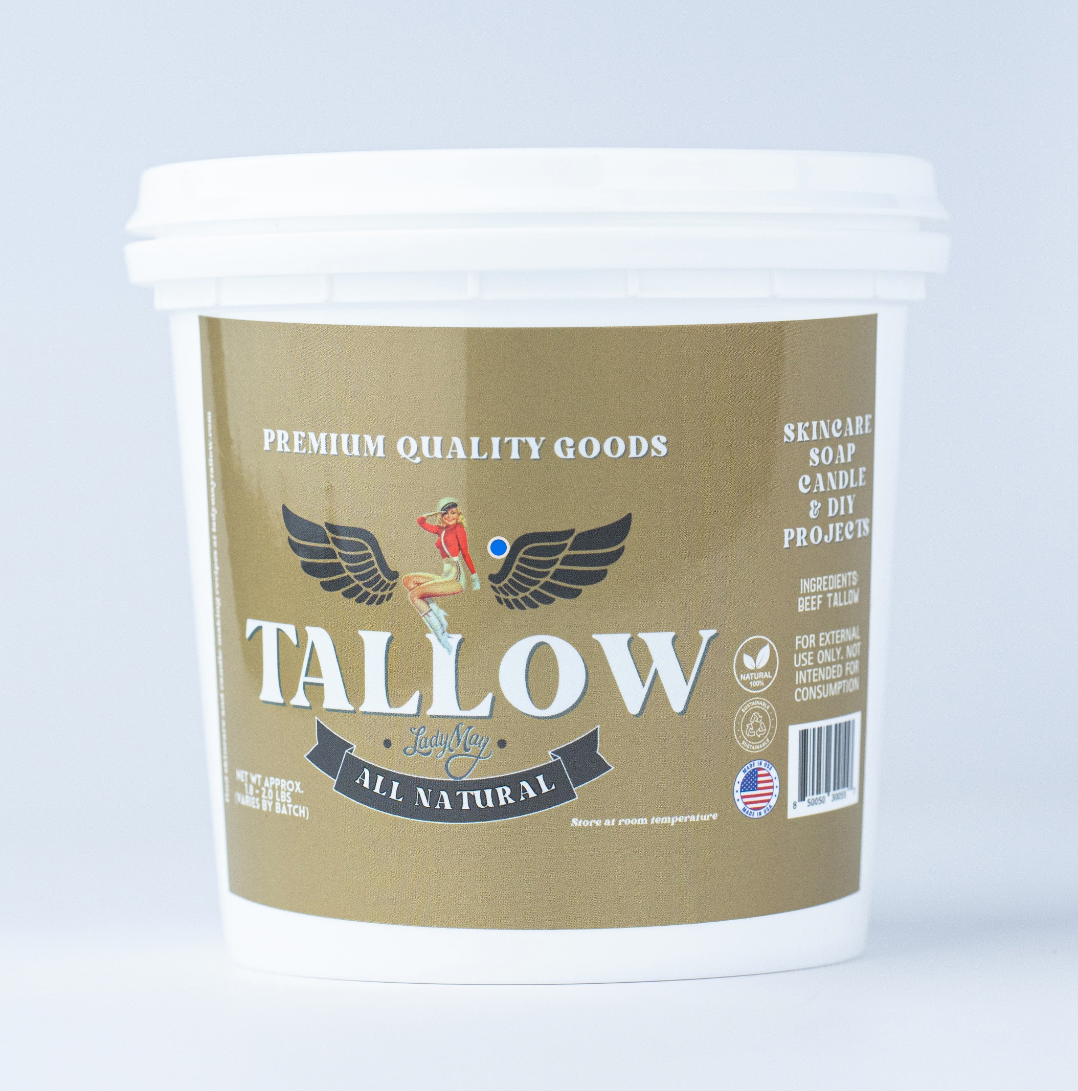 Lady May Bulk Grass-Fed Beef Tallow (2, 8 &amp; 16 lbs) | Unscented for Soap, Skincare &amp; Candles | 100% Pure Beef Tallow no preservatives or fillers