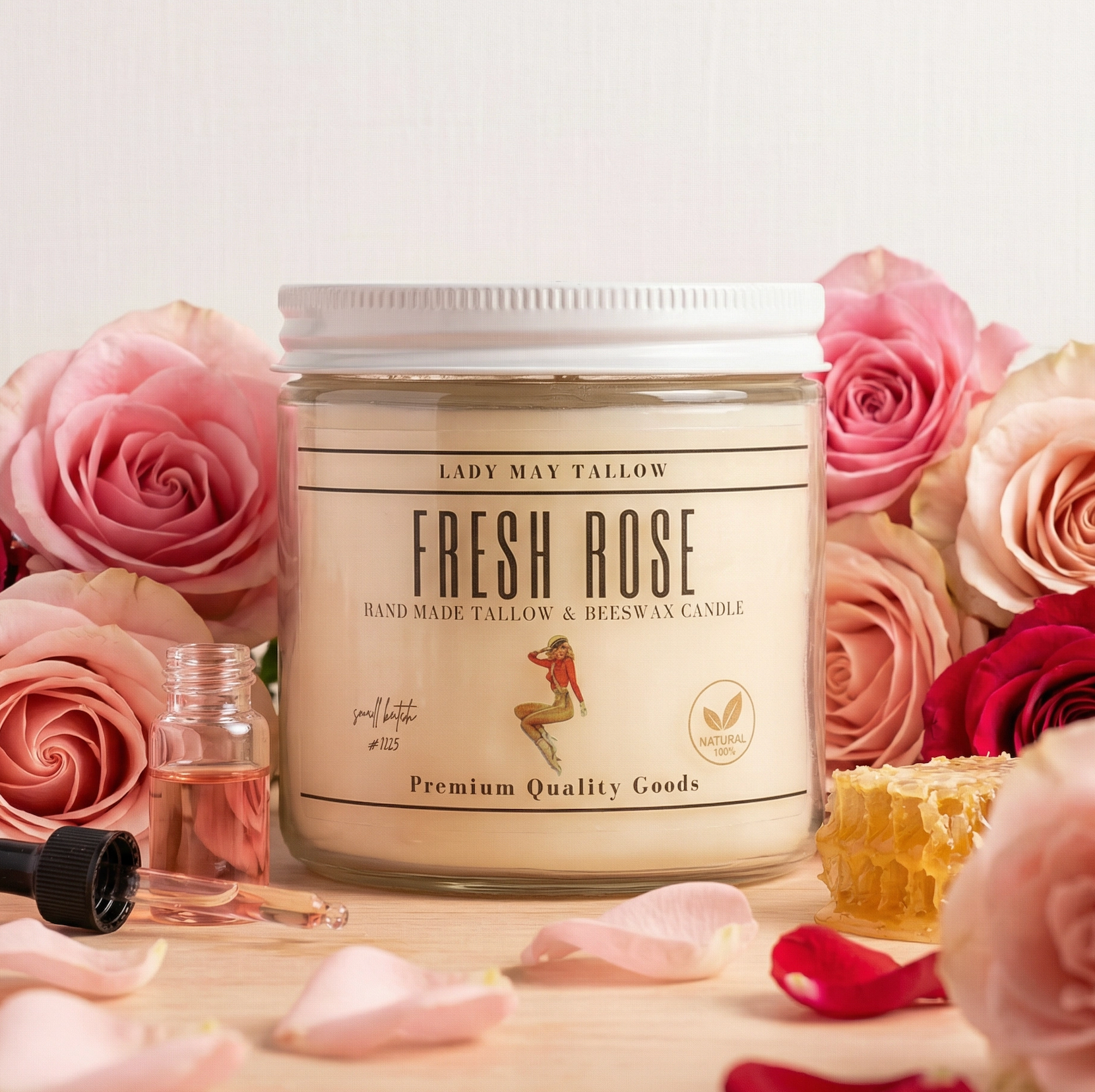 Lady May Tallow "Classic" Tallow &amp; Beeswax Candle 16oz | 7 Natural Scents | Non-Toxic Clean Burning