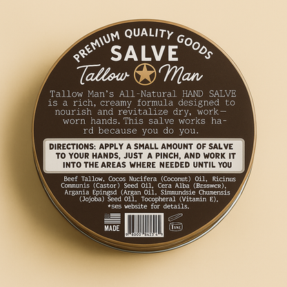 Tallow Man Hand Salve – Heavy-Duty Hand Repair for Working Men | Grass-Fed Tallow 5oz