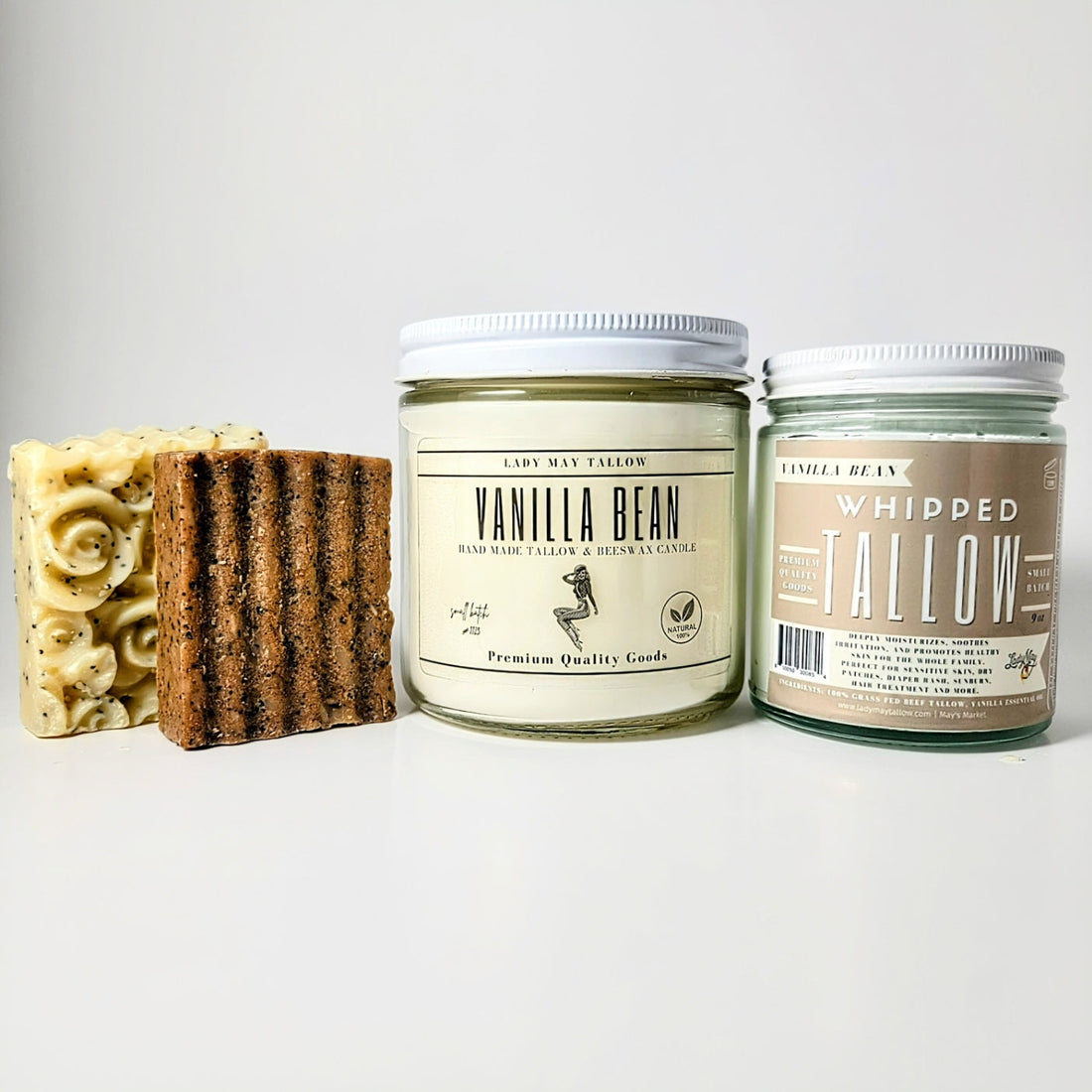 All-Natural Vanilla  Whipped Tallow, Candle and Soap Gift Box