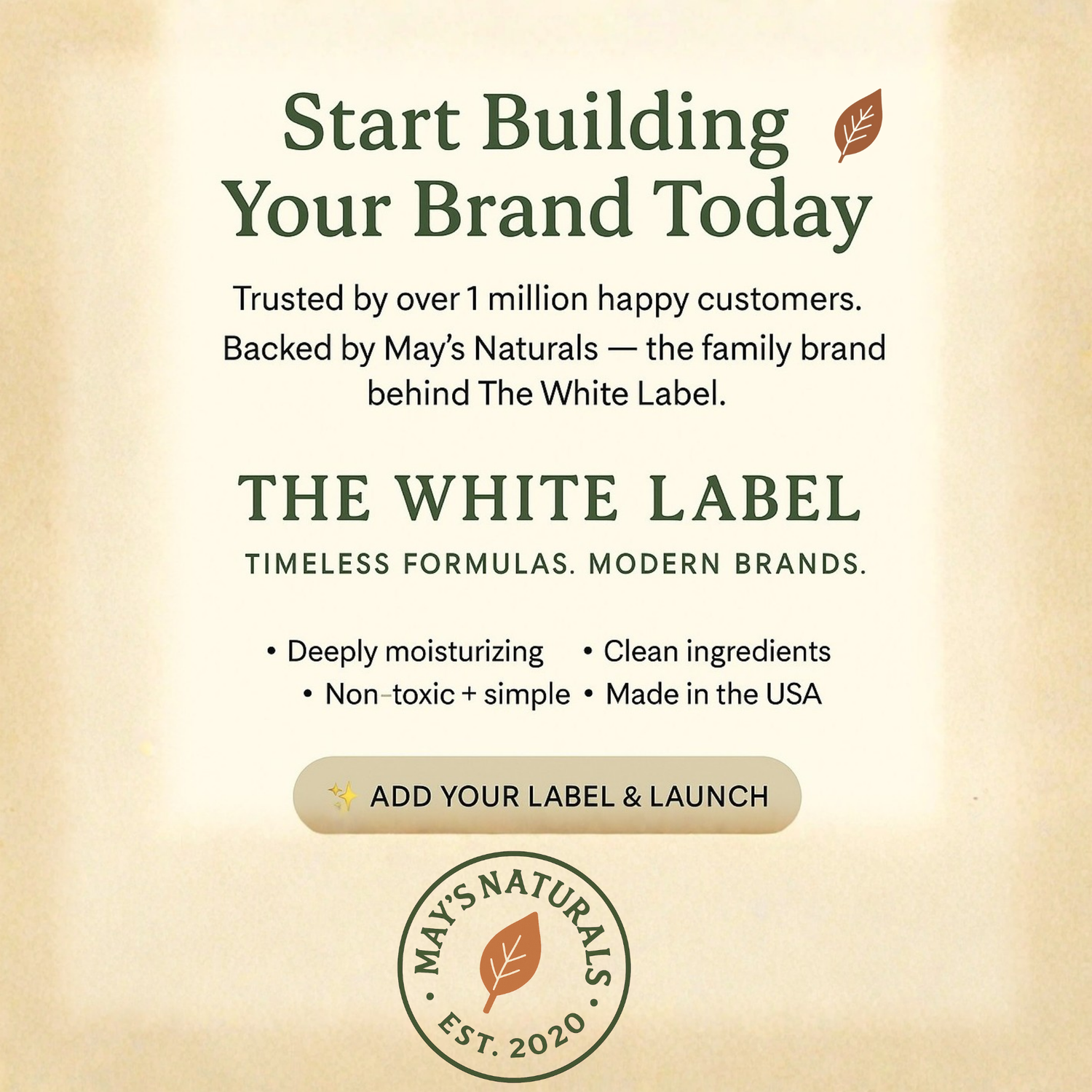 The White Label, Original Unscented Whipped Tallow, All-Natural Customizable Skincare | Private Label by May’s Naturals