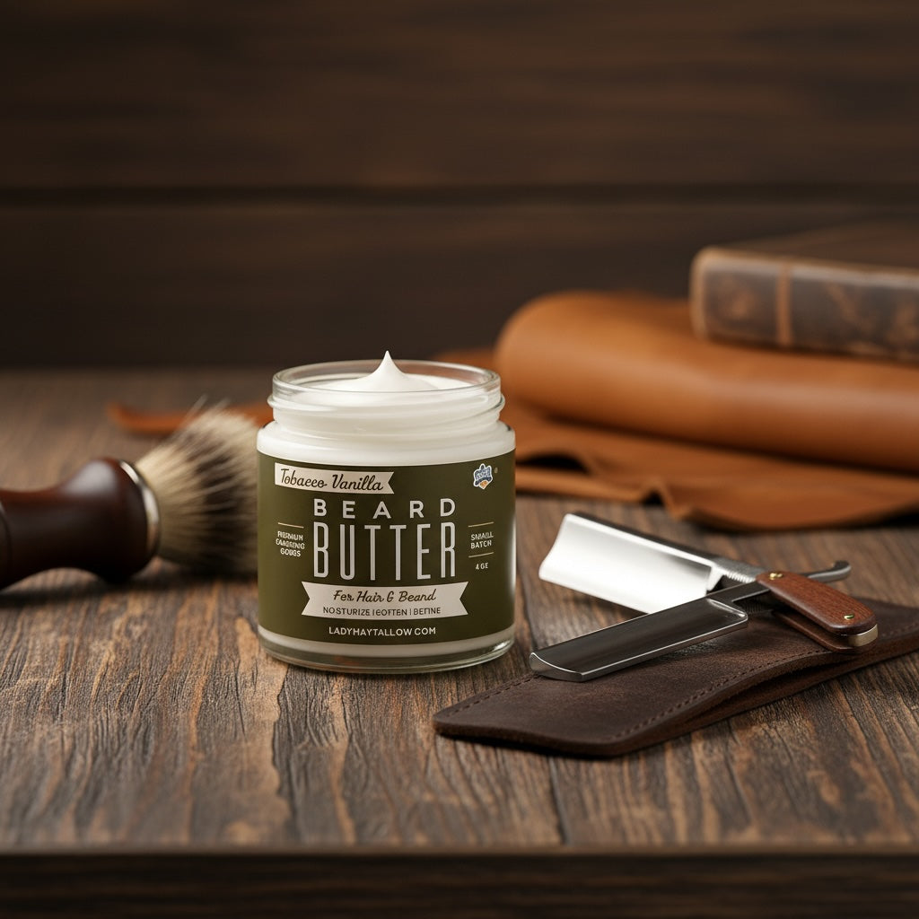 tobacco vanilla body butter Tallow Man Tobacco Vanilla Beard + Body Butter