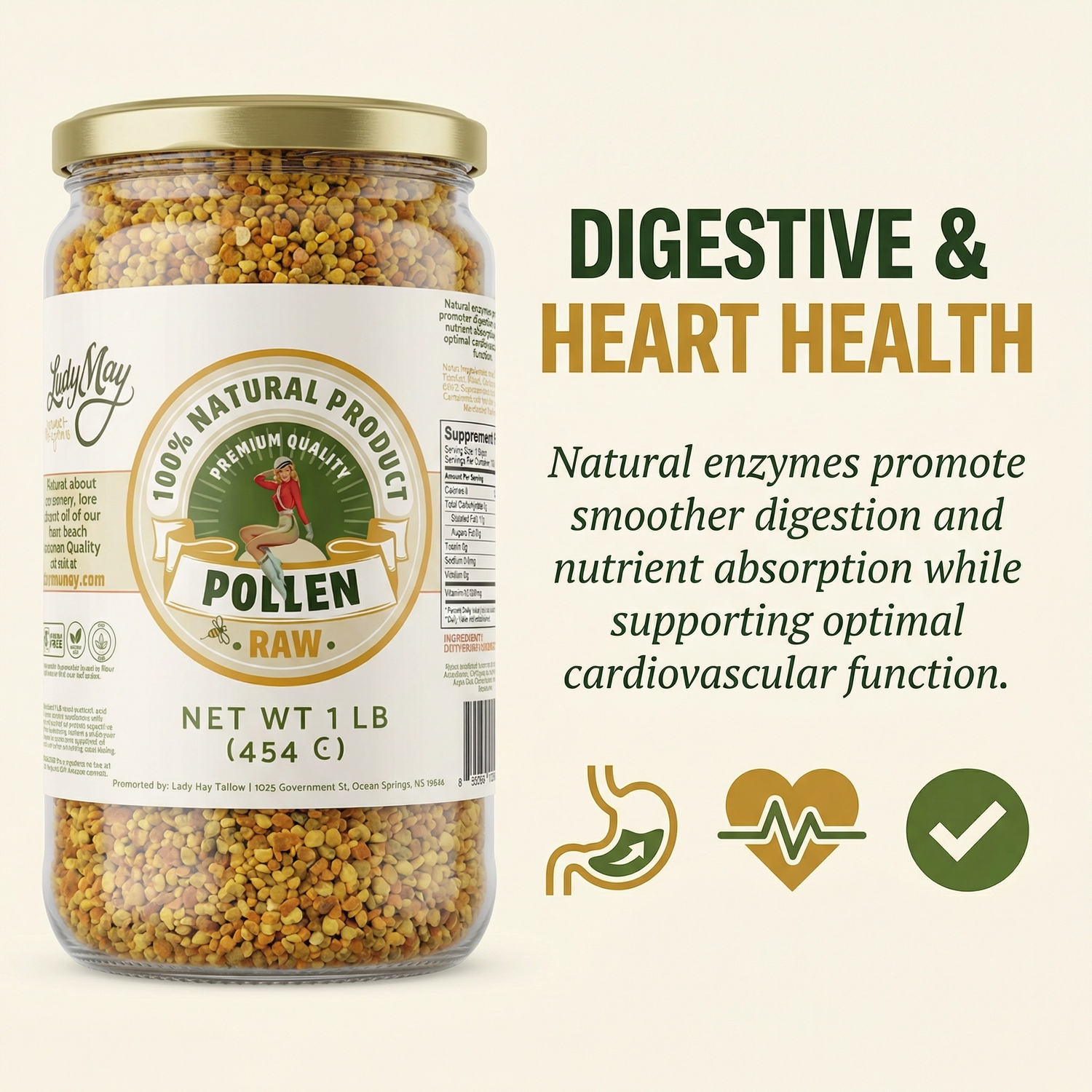 Honeymakers Raw Bee Pollen Granules by The Lady May – 100% Pure, Unheated Natural Superfood for Energy, Immune Support &amp; Digestion – Non-GMO, Gluten-Free, Rich in Protein &amp; Antioxidants (24 oz)