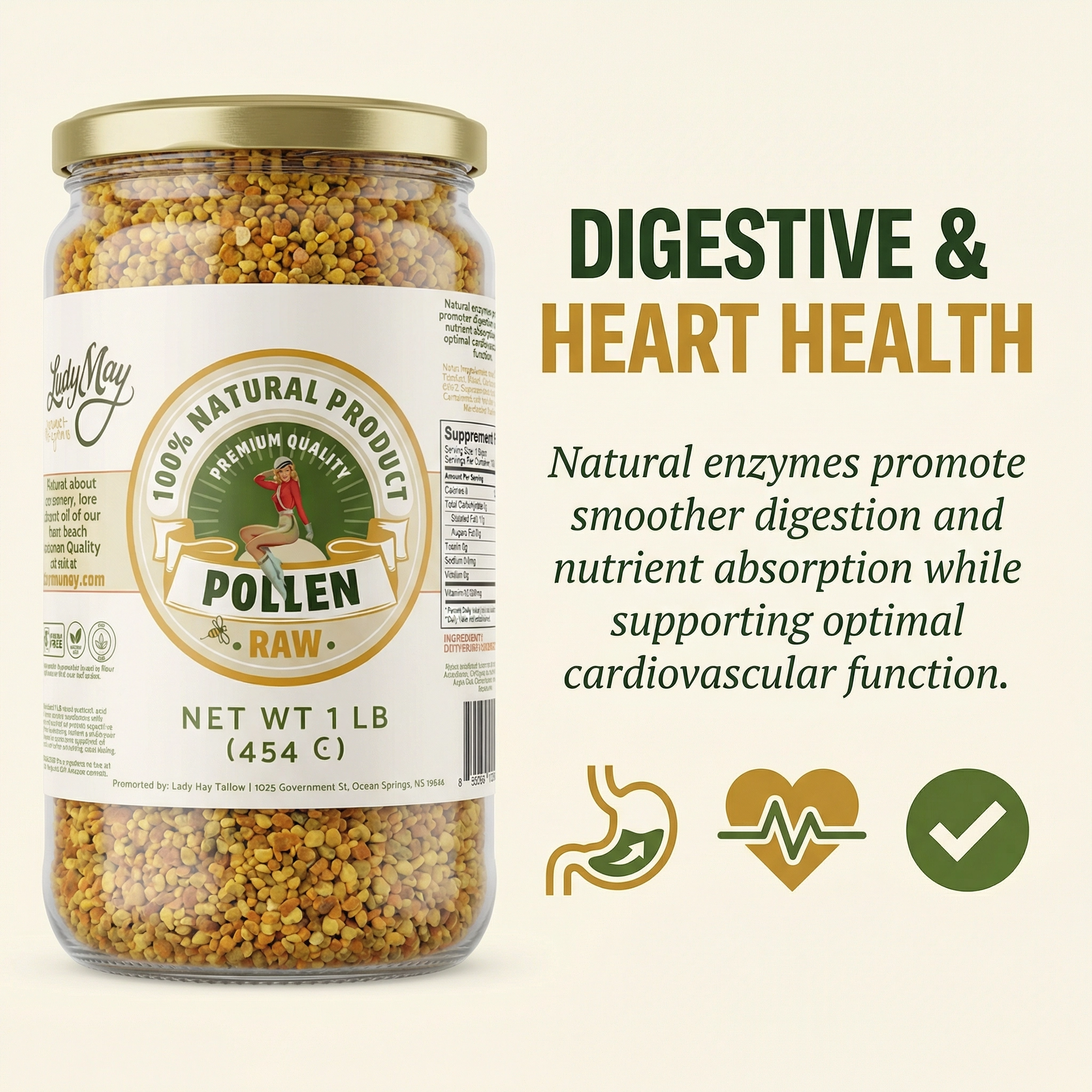 Honeymakers Raw Bee Pollen Granules by The Lady May – 100% Pure, Unheated Natural Superfood for Energy, Immune Support &amp; Digestion – Non-GMO, Gluten-Free, Rich in Protein &amp; Antioxidants (24 oz)