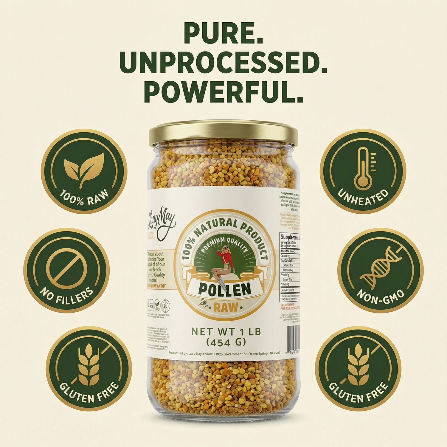 Honeymakers Raw Bee Pollen Granules by The Lady May – 100% Pure, Unheated Natural Superfood for Energy, Immune Support &amp; Digestion – Non-GMO, Gluten-Free, Rich in Protein &amp; Antioxidants (24 oz)