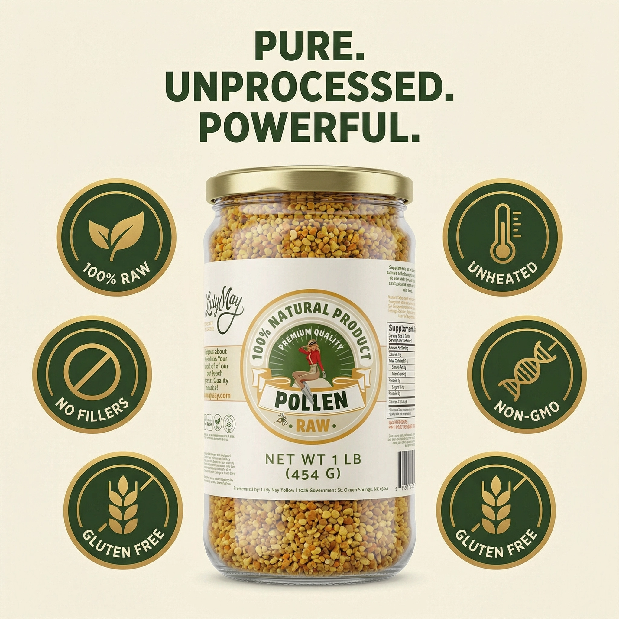 Honeymakers Raw Bee Pollen Granules by The Lady May – 100% Pure, Unheated Natural Superfood for Energy, Immune Support &amp; Digestion – Non-GMO, Gluten-Free, Rich in Protein &amp; Antioxidants (24 oz)