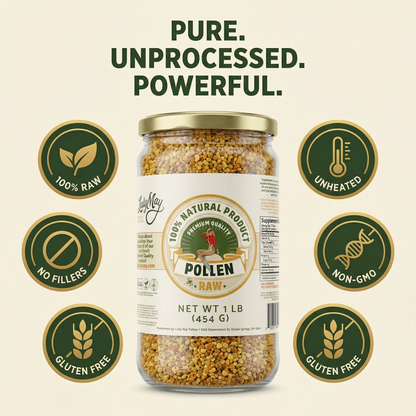 Honeymakers Raw Bee Pollen Granules by The Lady May – 100% Pure, Unheated Natural Superfood for Energy, Immune Support &amp; Digestion – Non-GMO, Gluten-Free, Rich in Protein &amp; Antioxidants (24 oz)
