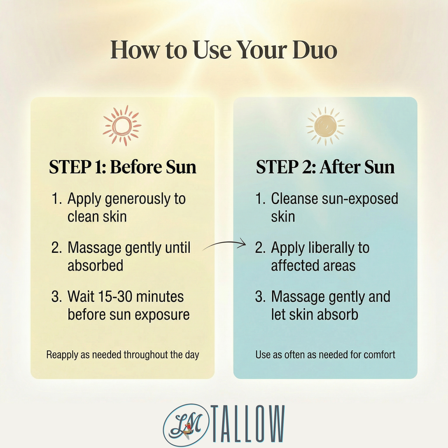 Tallow Sun Care Duo - Natural Before &amp; After Sun Cream Gift Set with Zinc Oxide