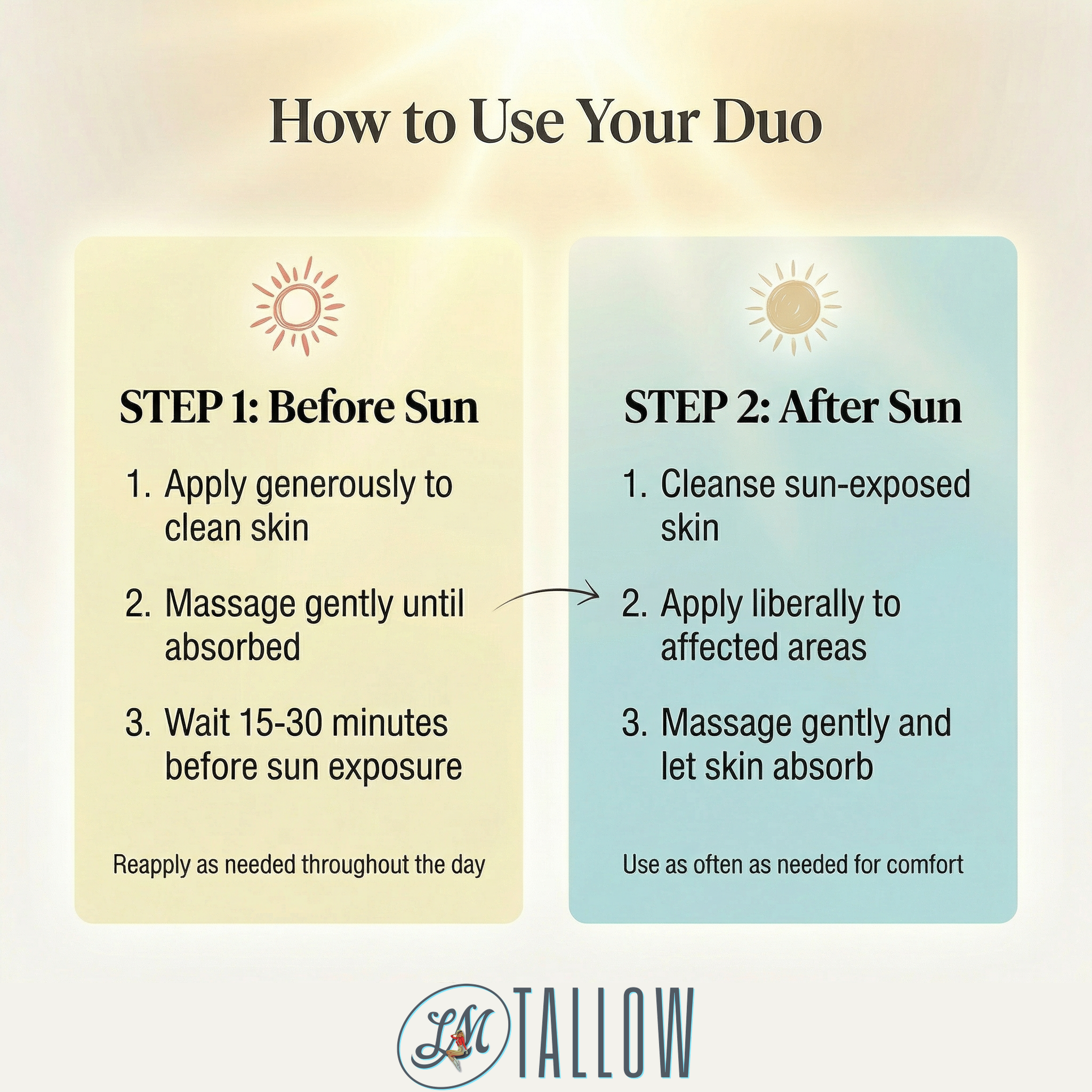 Tallow Sun Care Duo - Natural Before &amp; After Sun Cream Gift Set with Zinc Oxide