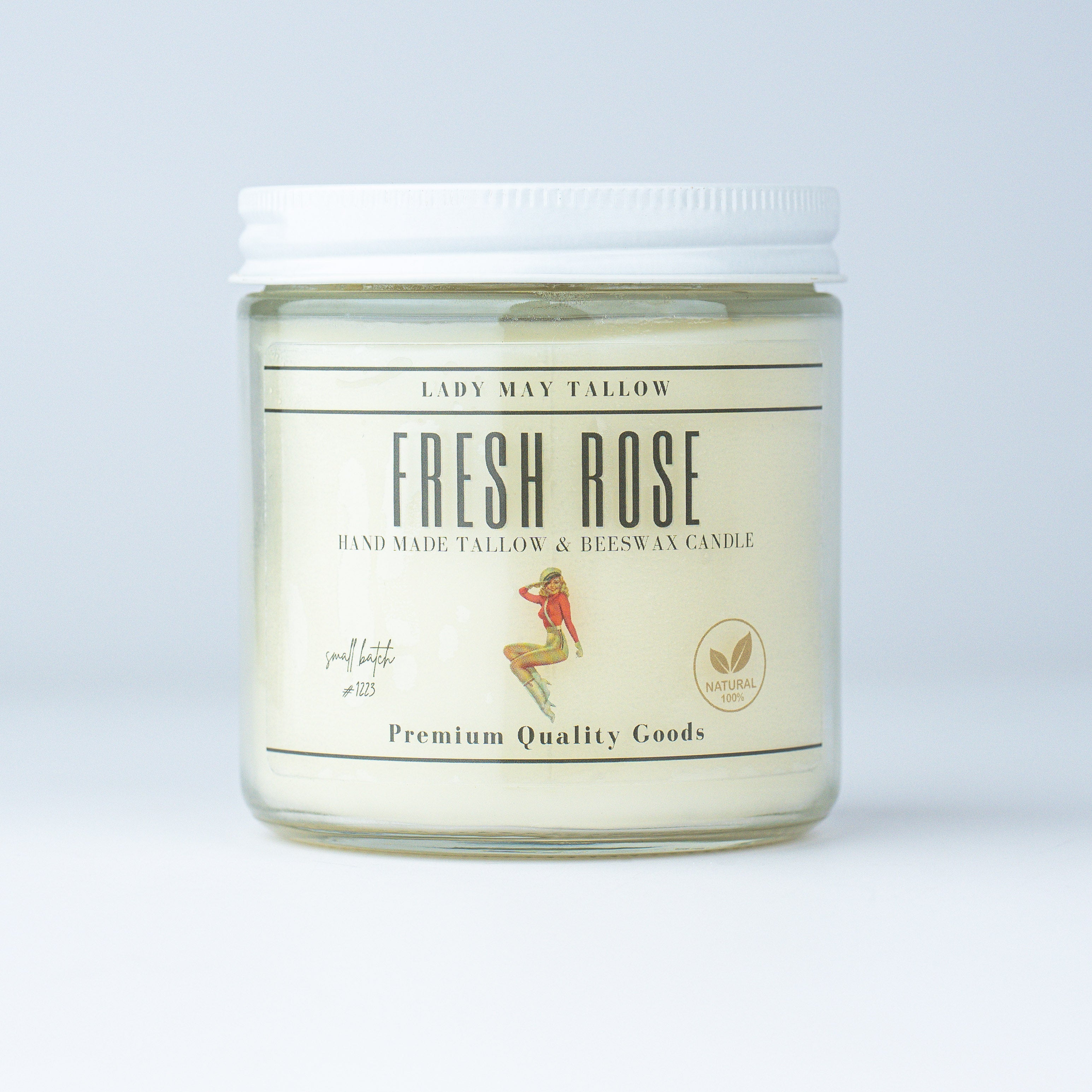 Fresh Rose Tallow &amp; Beeswax Candle | All-Natural, Non-Toxic, Clean-Burning