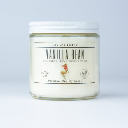 Vanilla Bean Tallow &amp; Beeswax Candle | All-Natural, Non-Toxic, Clean-Burning