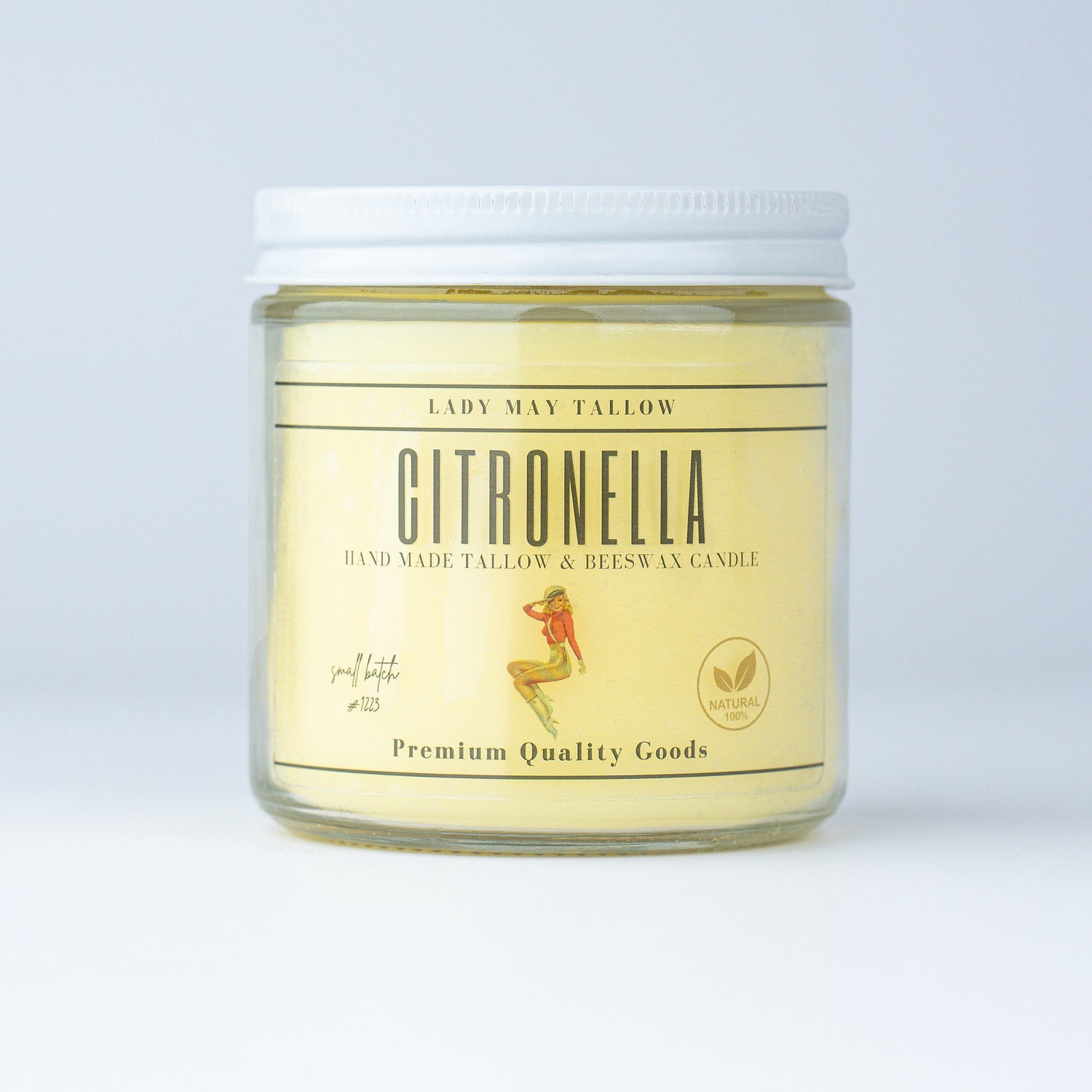 Citronella Tallow &amp; Beeswax Candle  | All-Natural, Non-Toxic, Clean-Burning