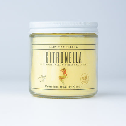 Citronella Tallow &amp; Beeswax Candle  | All-Natural, Non-Toxic, Clean-Burning