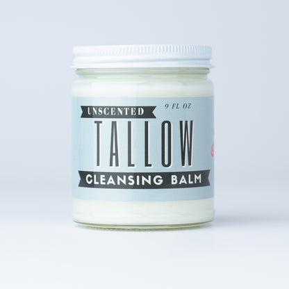 Unscented Tallow Cleansing Balm | Natural Makeup Remover &amp; Deep Moisturizing Cleanser | Grass-Fed Beef Tallow with Castor Oil