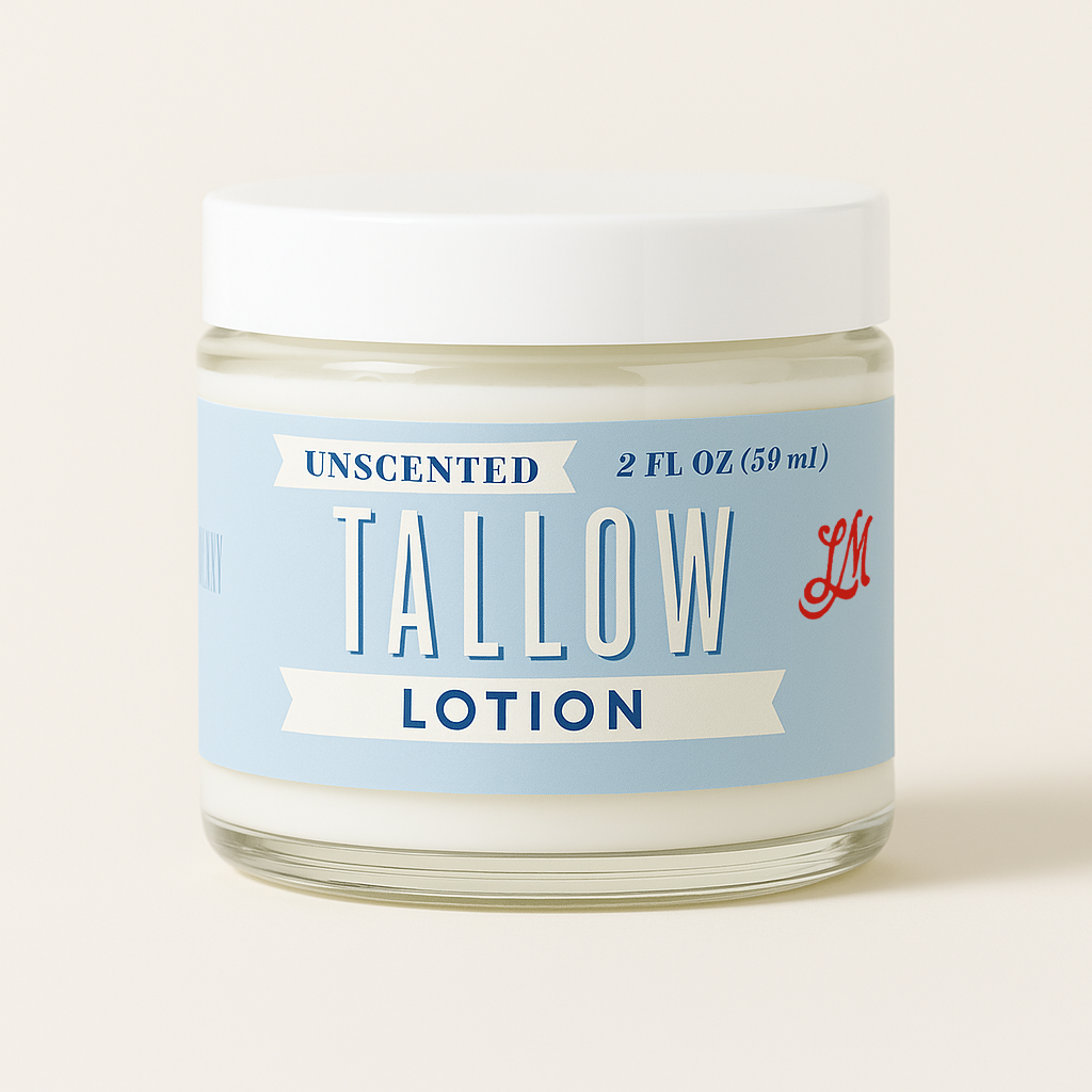 Unscented Tallow Skincare Collection | 4-Piece Gift Set | Grass-Fed Tallow Lotion, Body Butter, Balm &amp; Whipped Moisturizer