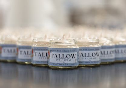 Tallow Eye Cream – Coffee Infused Caffeine Boosted, 2oz glass Jar (24 case)
