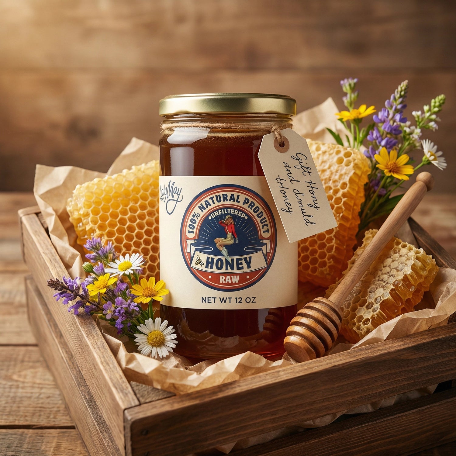 Raw Honey 2 Pounds | Small Batch Farm Grown | Lady May