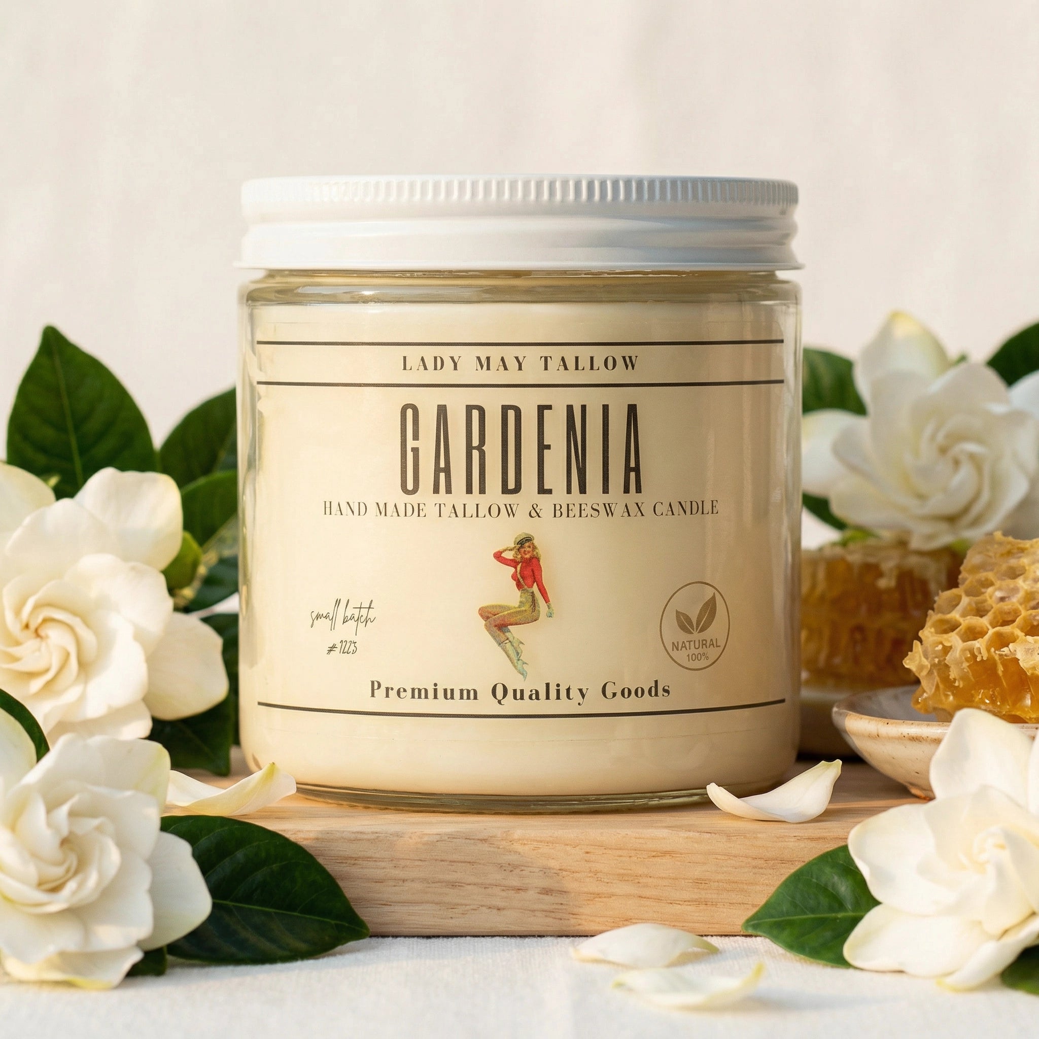 Lady May Tallow "Classic" Tallow &amp; Beeswax Candle 16oz | 7 Natural Scents | Non-Toxic Clean Burning
