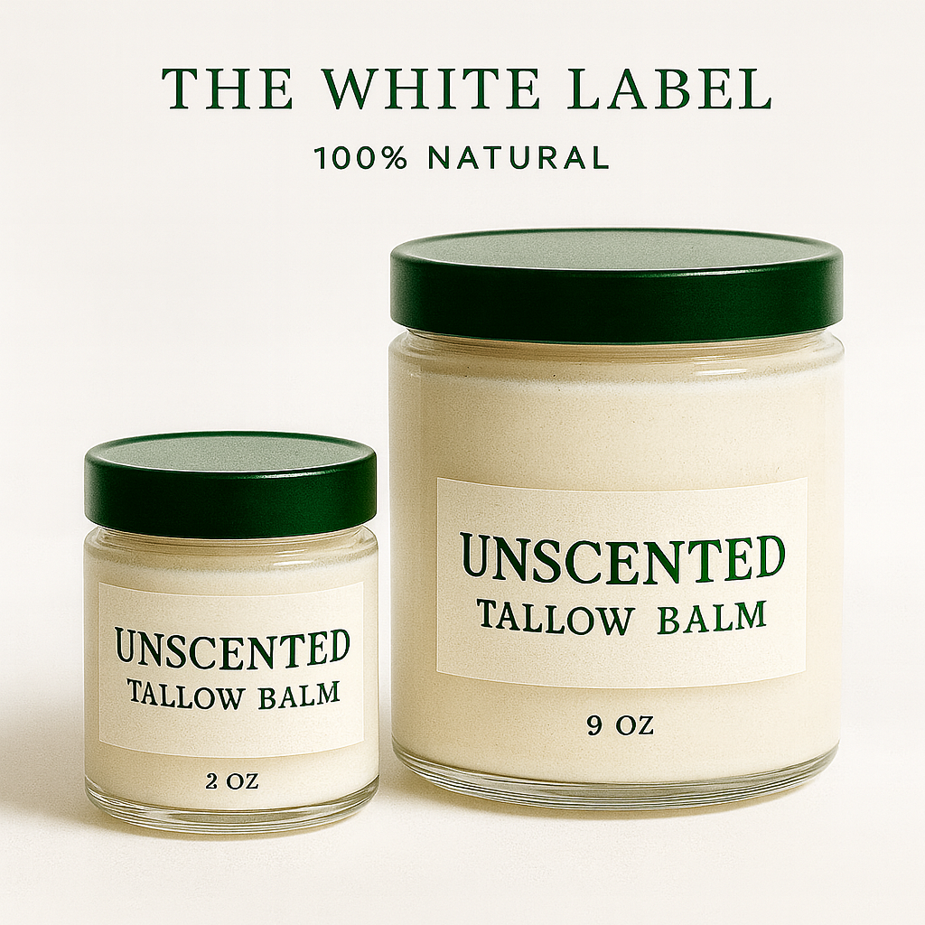 White Label Unscented Tallow Balm (2oz or 9oz) – All-Natural Skincare Base | Private Label Ready | Pure Beef Tallow, Jojoba, Olive &amp; Beeswax