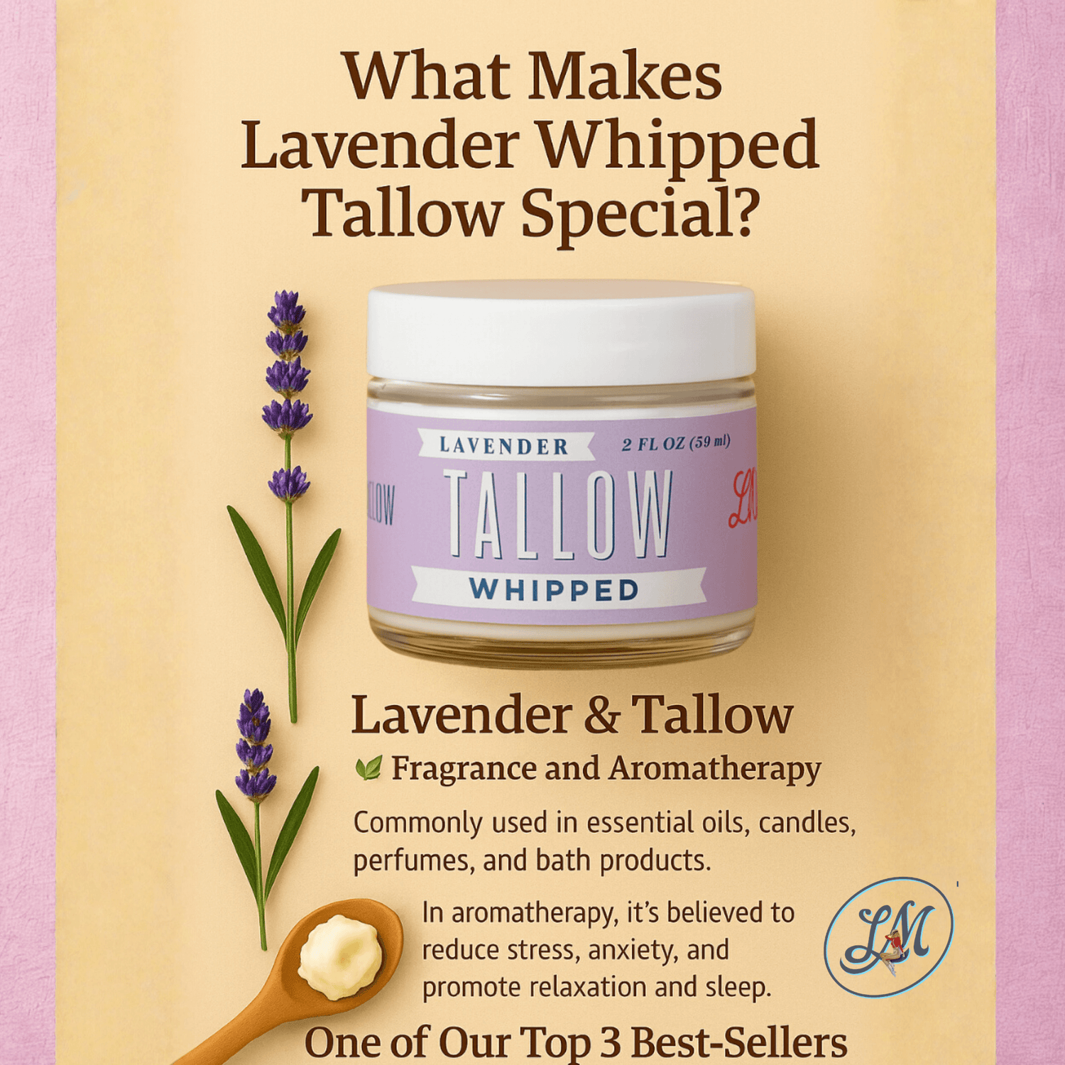 Scented Whipped Tallow Trio - 9oz Lavender, Vanilla Bean &amp; Eucalyptus Tea Tree | Grass-Fed Skincare Bundle lavender whipped tallow
