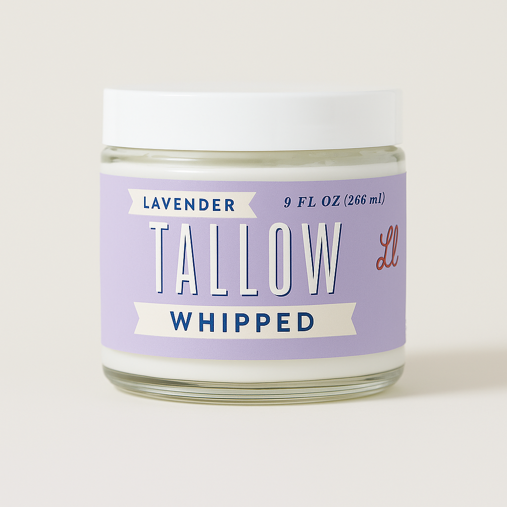 Lavender Whipped Tallow Moisturizer | Natural Beef Tallow Lotion | Calming, Preservative-Free Skincare by Lady May Tallow jar