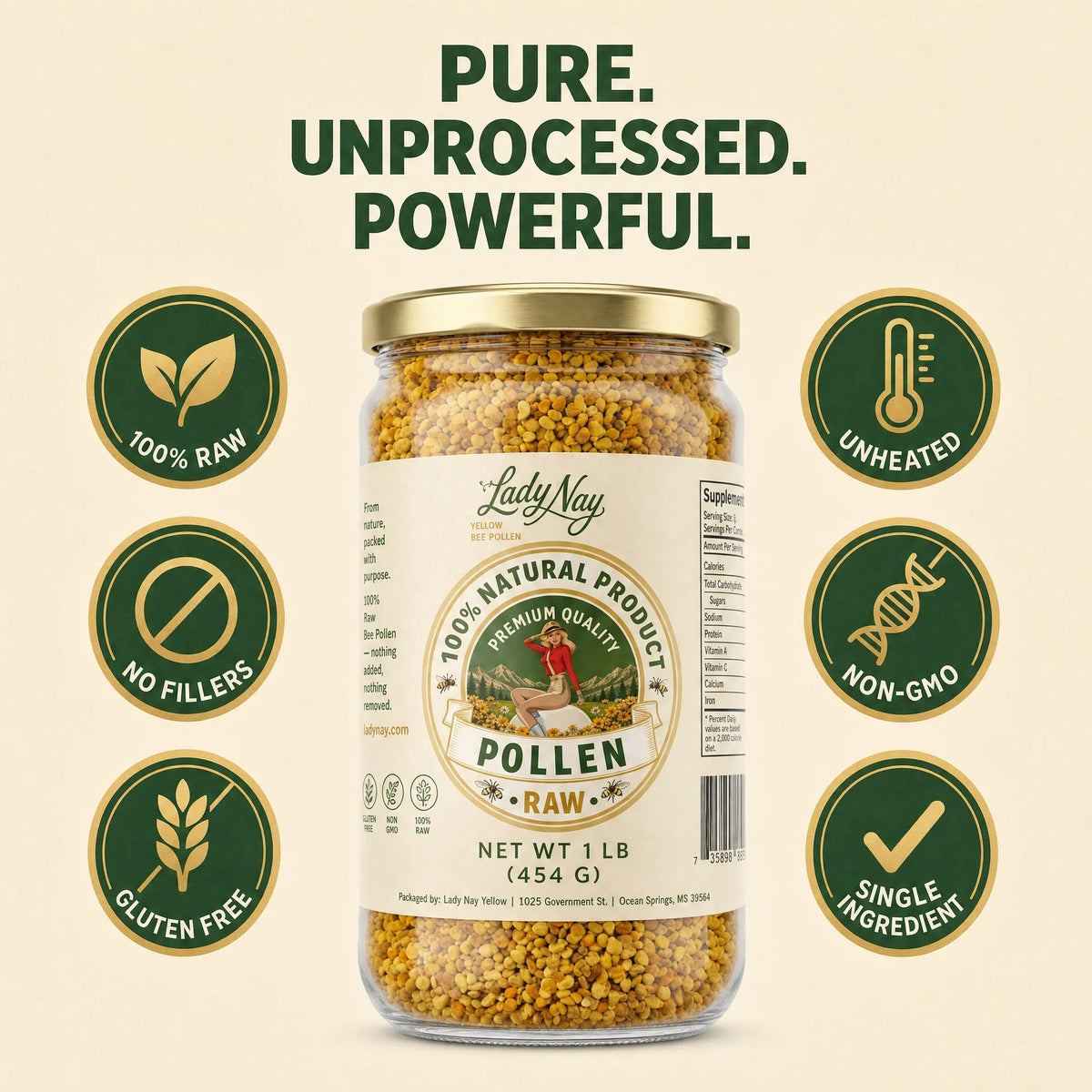 Honeymakers Raw Bee Pollen Granules – 24 oz