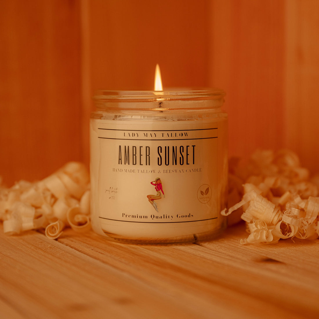 Lady May "Seasonal" All Natural, Non-Toxic, Clean Burning TALLOW & Beeswax Candle