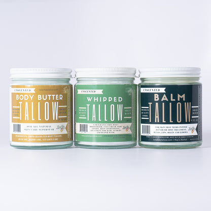 Tallow Skincare Trio - 9oz - Butter, Balm &amp; Whipped