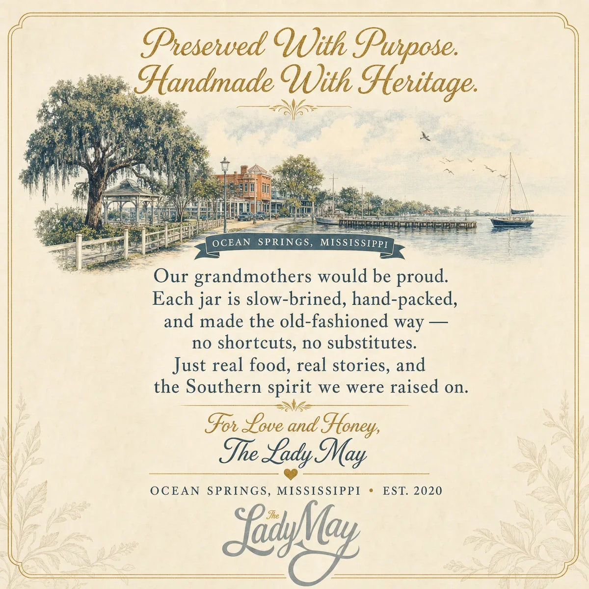 The Lady May Biscuit &amp; Jelly Box: preserved with purpose, handmade with heritage brand story graphic