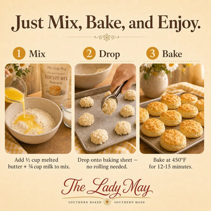 The Lady May Biscuit &amp; Jelly Box: just mix, bake and enjoy three-step graphic