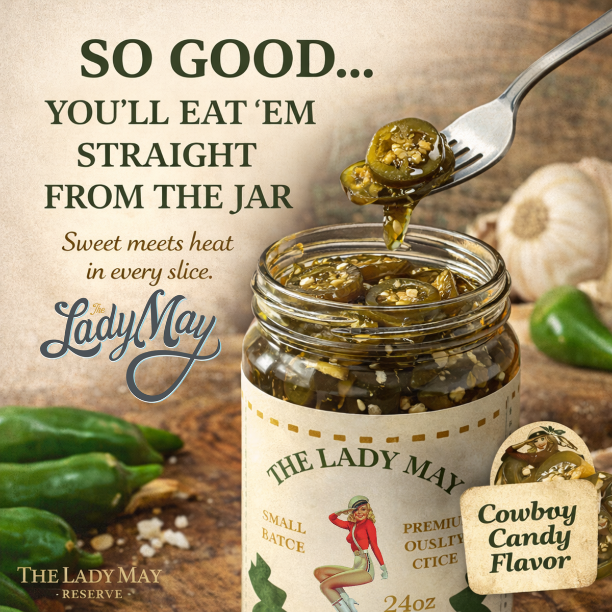 Lady May Sweet Heat Candied Jalapeños – 2 Pack (24oz)