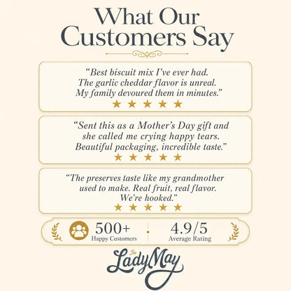 The Lady May Biscuit &amp; Jelly Box: customer reviews graphic with 4.9 out of 5 rating