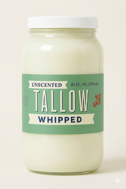 Unscented Whipped Tallow – All-Natural Moisturizer | Pure Beef Tallow Cream for Face &amp; Body |Lady May Handmade, Preservative-Free Skincare